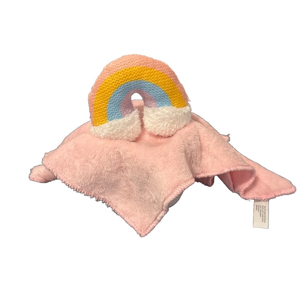 Moon & Stars 2 Baby Pink Rainbow Lovey Plush Infant Comfort Security Blanket New - Picture 4 of 4